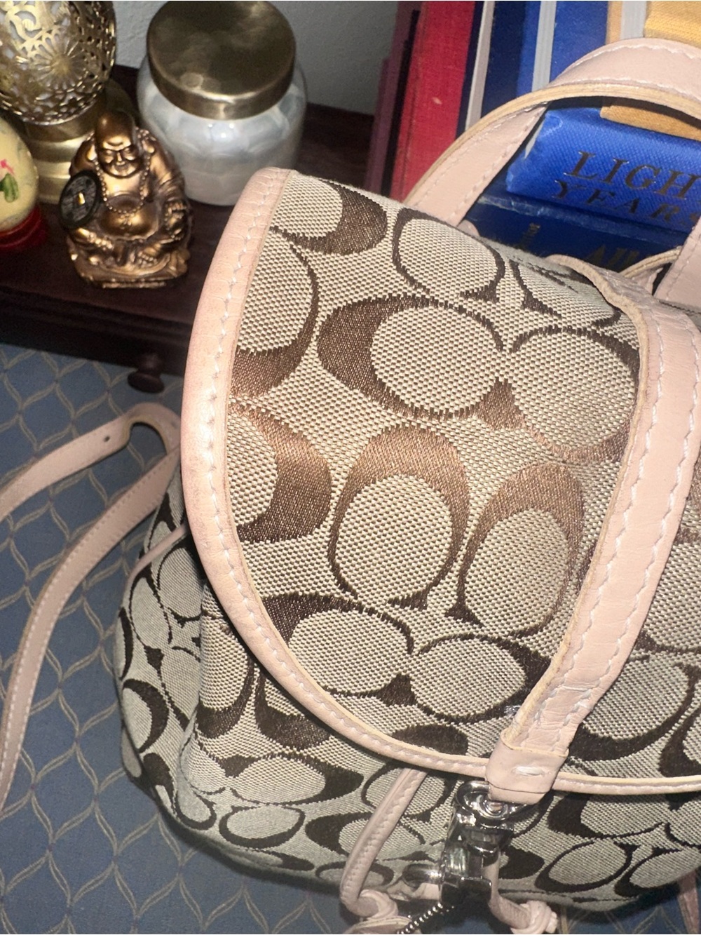 Vintage Coach Signature Canvas Mini Backpack | No. J92-6934 | Khaki/Tan - Picture 6 of 14